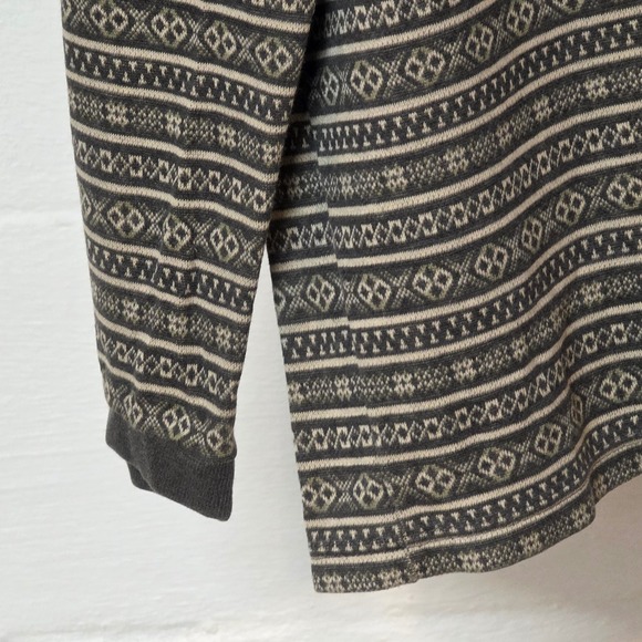 L.L. Bean Vintage Fair Isle Mock Neck Cotton Knit Top Grey Womens XL Gorpcore - Picture 3 of 9